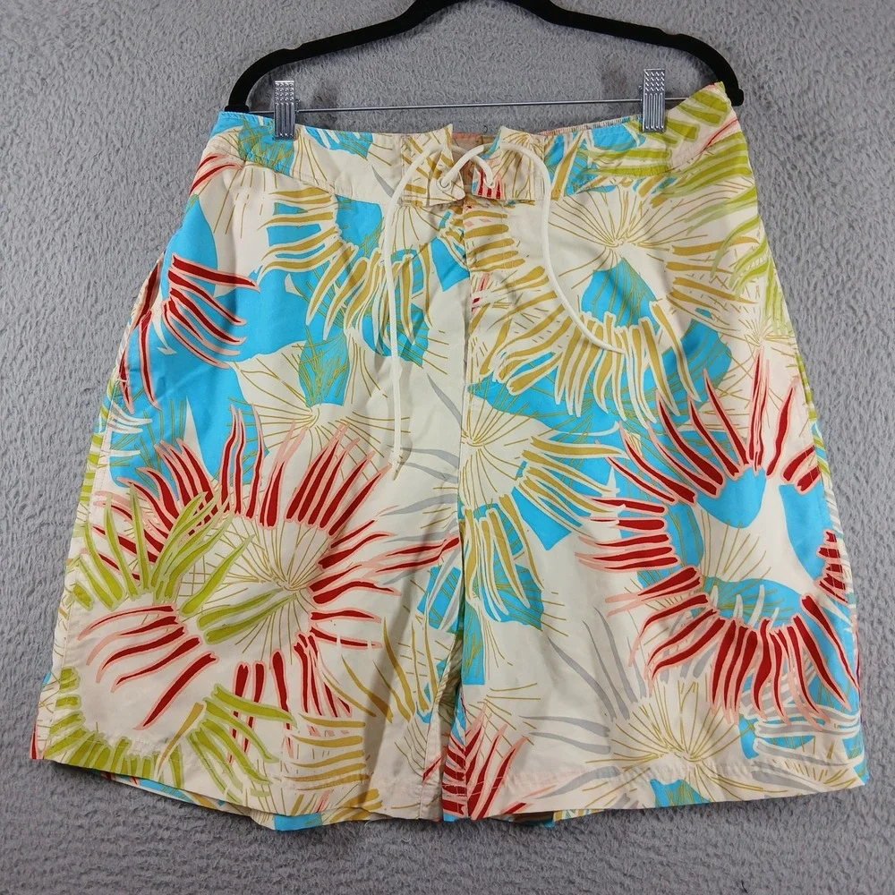 Jantzen‎ Men's Tropical Floral Swim Trunk Board Shorts Size XL Blue Multicolor